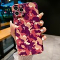 For iPhone 15 Pro Max Precise Hole Camouflage Pattern PC Phone Case(Purple Brown)