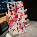 For iPhone 15 Pro Max Precise Hole Camouflage Pattern PC Phone Case(Orange Grey)