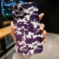 For iPhone 15 Pro Precise Hole Camouflage Pattern PC Phone Case(White Purple)