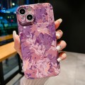 For iPhone 15 Plus Precise Hole Camouflage Pattern PC Phone Case(Pink Purple)