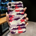 For iPhone 15 Plus Precise Hole Camouflage Pattern PC Phone Case(Red Purple White)