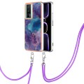 For Xiaomi Poco F5 Pro 5G / Redmi K60 Electroplating Marble Dual-side IMD Phone Case with Lanyard(P