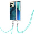 For Xiaomi Redmi Note 13 4G Global Electroplating Marble Dual-side IMD Phone Case with Lanyard(Green