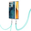 For Xiaomi Redmi Note 13 5G Global Electroplating Marble Dual-side IMD Phone Case with Lanyard(Green