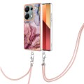 For Xiaomi Redmi Note 13 Pro 4G Global Electroplating Marble Dual-side IMD Phone Case with Lanyard(R