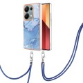 For Xiaomi Redmi Note 13 Pro 4G Global Electroplating Marble Dual-side IMD Phone Case with Lanyard(B