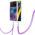 For Xiaomi Redmi K70E Electroplating Marble Dual-side IMD Phone Case with Lanyard(Purple 016)