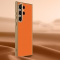 For Samsung Galaxy S22 Ultra 5G Litchi Texture Genuine Leather Phone Case(Orange)
