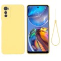 For Motorola Moto E32 4G Pure Color Liquid Silicone Shockproof Phone Case(Yellow)