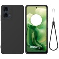 For Motorola Moto G04 / G24 Pure Color Liquid Silicone Shockproof Phone Case(Black)