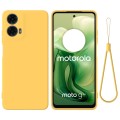 For Motorola Moto G04 / G24 Pure Color Liquid Silicone Shockproof Phone Case(Yellow)