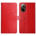 For Realme C67 4G HT01 Y-shaped Pattern Flip Leather Phone Case(Red)