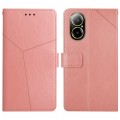 For Realme C67 4G HT01 Y-shaped Pattern Flip Leather Phone Case(Pink)