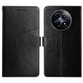 For Realme 12 5G Global HT01 Y-shaped Pattern Flip Leather Phone Case(Black)