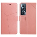 For Realme C65 4G HT01 Y-shaped Pattern Flip Leather Phone Case(Pink)