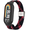 For Xiaomi Mi Band 8 Metal Head + Adjustable Nylon Braided Steel Buckle Watch Band(Black Red)