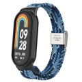 For Xiaomi Mi Band 8 Metal Head + Adjustable Nylon Braided Steel Buckle Watch Band(Navy Blue)