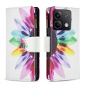For Xiaomi Redmi Note 13 4G Global Colored Drawing Pattern Zipper Leather Phone Case(Sun Flower)