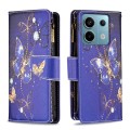 For Xiaomi Redmi Note 13 Pro 4G Global Colored Drawing Pattern Zipper Leather Phone Case(Purple Butt