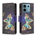 For Xiaomi Redmi Note 13 Pro 4G Global Colored Drawing Pattern Zipper Leather Phone Case(Gold Butter