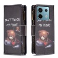 For Xiaomi Redmi Note 13 Pro 4G Global Colored Drawing Pattern Zipper Leather Phone Case(Bear)