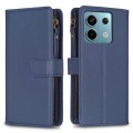 For Xiaomi Redmi Note 13 Pro 4G Global 9 Card Slots Zipper Wallet Leather Flip Phone Case(Blue)