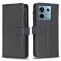 For Xiaomi Redmi Note 13 Pro 4G Global 9 Card Slots Zipper Wallet Leather Flip Phone Case(Black)