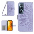 For Realme C65 4G Skin Feel Sun Flower Embossed Flip Leather Phone Case with Lanyard(Purple)