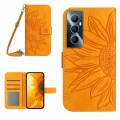 For Realme C65 4G Skin Feel Sun Flower Embossed Flip Leather Phone Case with Lanyard(Yellow)