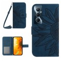 For Realme C65 4G Skin Feel Sun Flower Embossed Flip Leather Phone Case with Lanyard(Inky Blue)