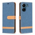 For Xiaomi Redmi 13C Color Block Denim Texture Leather Phone Case(Dark Blue)