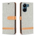 For Xiaomi Redmi 13C Color Block Denim Texture Leather Phone Case(Grey)