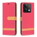 For Xiaomi Redmi Note 13 4G Global Color Block Denim Texture Leather Phone Case(Red)