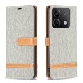 For Xiaomi Redmi Note 13 4G Global Color Block Denim Texture Leather Phone Case(Grey)