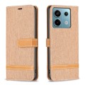 For Xiaomi Redmi Note 13 Pro 4G Global Color Block Denim Texture Leather Phone Case(Brown)
