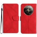 For Realme 12+ Global Stitching Embossed Leather Phone Case(Red)