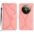 For Realme 12+ Global Stitching Embossed Leather Phone Case(Pink)
