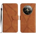For Realme 12+ Global Stitching Embossed Leather Phone Case(Brown)