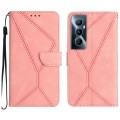 For Realme C65 4G Stitching Embossed Leather Phone Case(Pink)