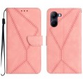 For vivo Y03 4G Stitching Embossed Leather Phone Case(Pink)