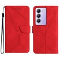 For vivo Y200e 5G/Y100 5G IDN/V30 Lite 5G India Stitching Embossed Leather Phone Case(Red)