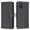 For Samsung Galaxy A51 4G 9 Card Slots Zipper Wallet Leather Flip Phone Case(Black)