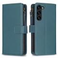 For Samsung Galaxy S24+ 5G 9 Card Slots Zipper Wallet Leather Flip Phone Case(Green)