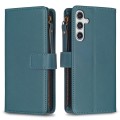 For Samsung Galaxy A35 9 Card Slots Zipper Wallet Leather Flip Phone Case(Green)