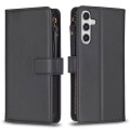 For Samsung Galaxy A55 9 Card Slots Zipper Wallet Leather Flip Phone Case(Black)