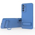 For Samsung Galaxy M54 Wavy Texture TPU Phone Case with Lens Film(Blue)
