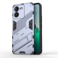 For vivo iQOO Z9 5G Punk Armor 2 in 1 PC + TPU Phone Case with Holder(Grey)