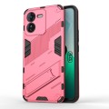 For vivo iQOO Z9 5G Punk Armor 2 in 1 PC + TPU Phone Case with Holder(Light Red)