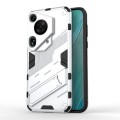 For Huawei Pura 70 Ultra Punk Armor 2 in 1 PC + TPU Phone Case with Holder(White)