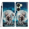 For Xiaomi Redmi 13C Colored Drawing Leather Phone Case(Twin Wolves)